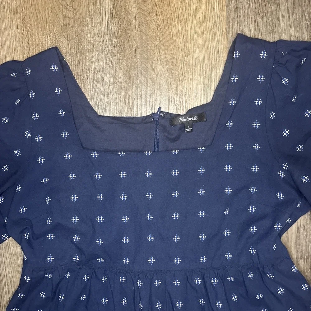Madewell Navy Tiered Mini Dress with Microprint